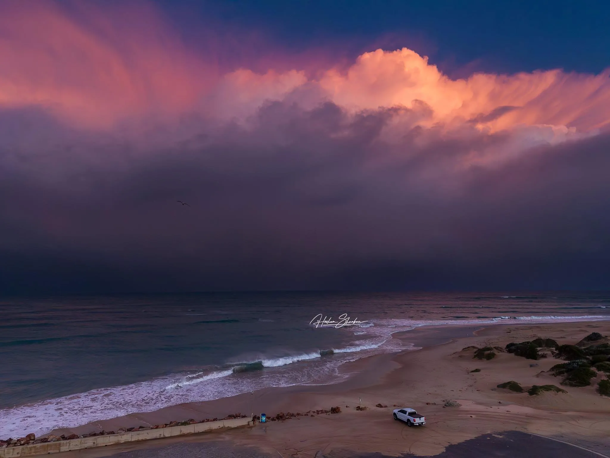 Dramatic sunset over South African beach